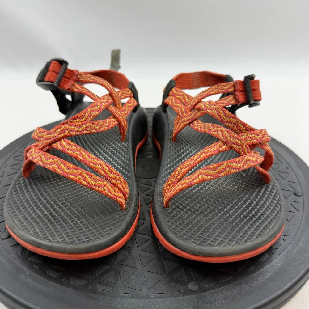 Chaco Kids Z1 Ecotread Sport Sandals Orange Black Chevron Size 3 Big Kids